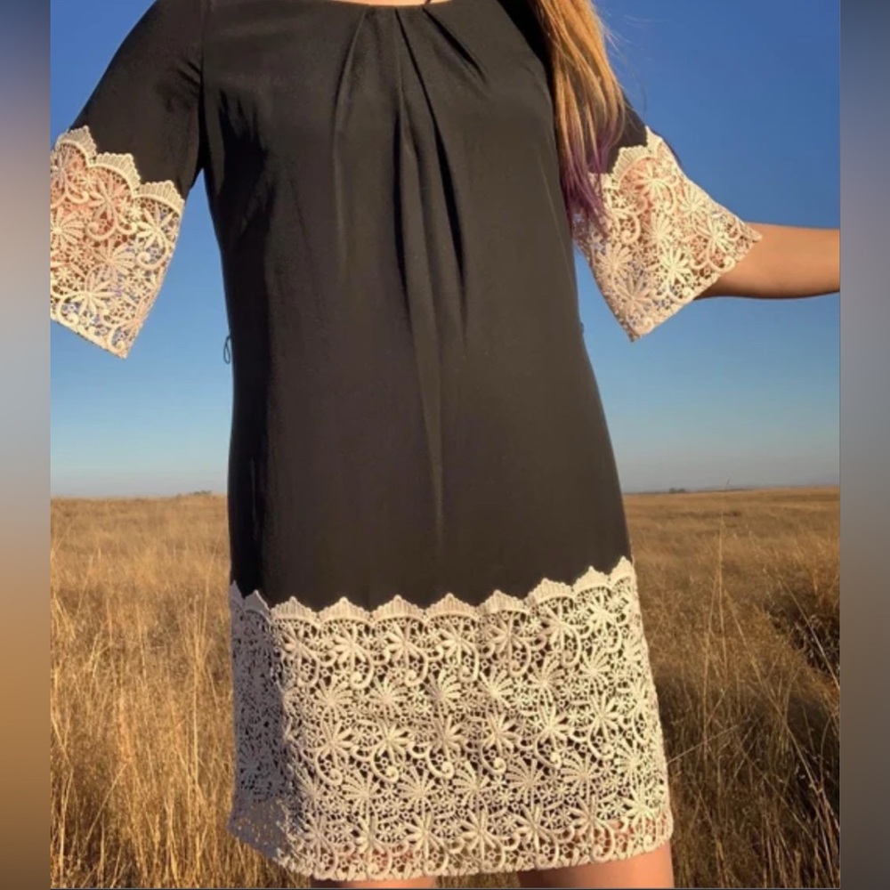 Gianni Bini Black and Cream Lace Dress